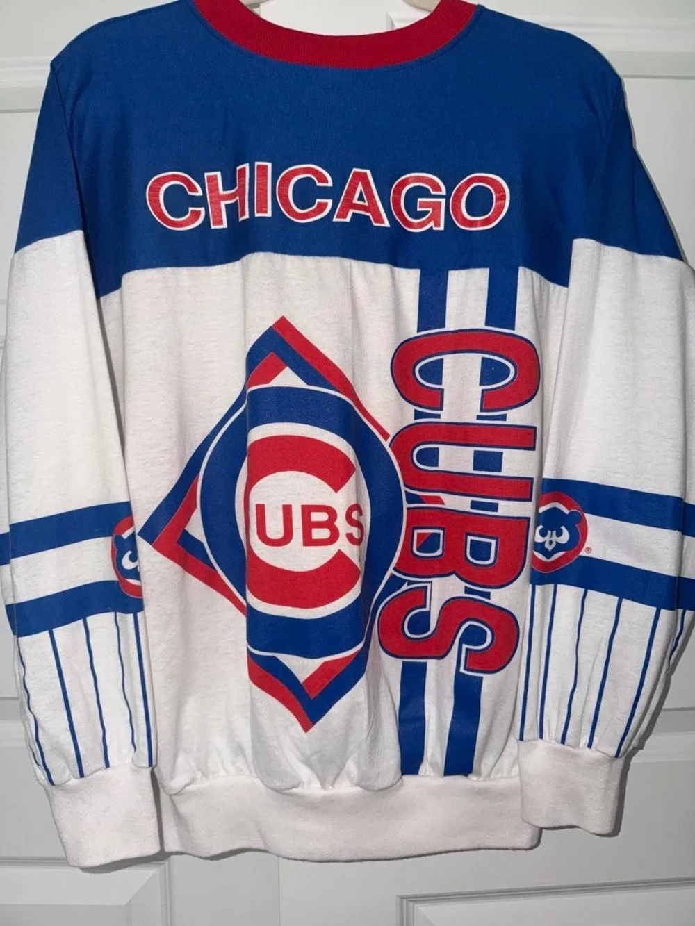 Vintage 80s 90s Chicago Cubs baseball AOP sweatshirt size medium